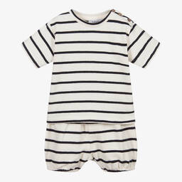 Babidu-Beige & Blue Shorts Set | Childrensalon Outlet