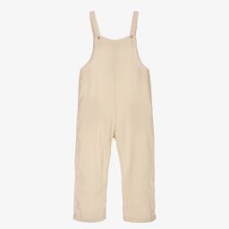 Babidu-Beige Cheesecloth Dungarees | Childrensalon Outlet