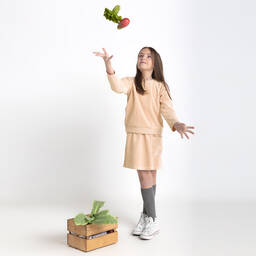 Babidu-Beige Cotton Corduroy Skirt Set | Childrensalon Outlet