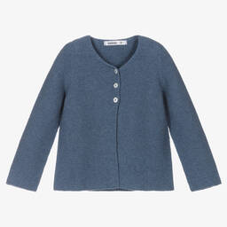 Babidu-Blue Cotton Knit Cardigan | Childrensalon Outlet