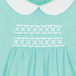 بابيدو -طقم شورت مطرز سموكينغ قطن لون أزرق تركواز | Childrensalon Outlet