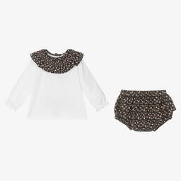 Babidu-Топ и синие шорты в цветочек из хлопка | Childrensalon Outlet