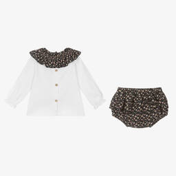 Babidu-Топ и синие шорты в цветочек из хлопка | Childrensalon Outlet