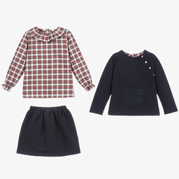 Babidu-Blue & Red Tartan Skirt Set | Childrensalon Outlet