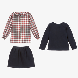 Babidu-Blue & Red Tartan Skirt Set | Childrensalon Outlet