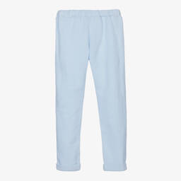Babidu-Blue Ribbed Jersey Trousers | Childrensalon Outlet