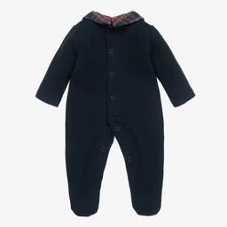 Babidu-Синий хлопковый комбинезон в клетку | Childrensalon Outlet