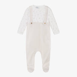 بابيدو -أفرول بيبي غرو ولادي مقلم قطن لون أبيض وبيج فاتح | Childrensalon Outlet