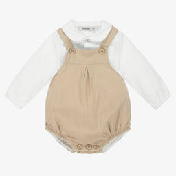 Babidu-Boys Beige Dungaree Set | Childrensalon Outlet