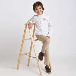 Babidu-Boys Beige & White Trouser Set | Childrensalon Outlet