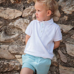 Babidu-Boys Blue Cotton & Linen Shorts Set | Childrensalon Outlet