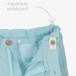 Babidu-Boys Blue Cotton & Linen Shorts Set | Childrensalon Outlet