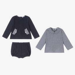 Babidu-Boys Blue Cotton Shorts Set | Childrensalon Outlet