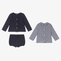 Babidu-Boys Blue Cotton Shorts Set | Childrensalon Outlet