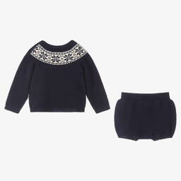 Babidu-طقم شورت أطفال ولادي قطن محبوك لون كحلي | Childrensalon Outlet