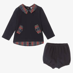 Babidu-Boys Blue Cotton Shorts Set | Childrensalon Outlet