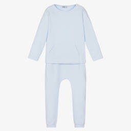 Babidu-Boys Blue Cotton Trouser Set | Childrensalon Outlet