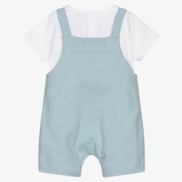 Babidu-Белая футболка и голубой полукомбинезон для мальчиков | Childrensalon Outlet