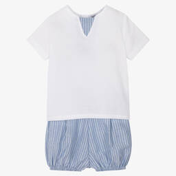 Babidu-Boys Blue & White Shorts  Set | Childrensalon Outlet