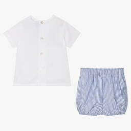 Babidu-Boys Blue & White Shorts  Set | Childrensalon Outlet