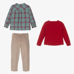 Babidu-Классический бежевый и алый ансамбль для мальчиков | Childrensalon Outlet