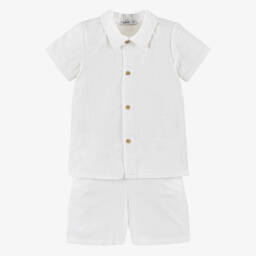 Babidu-Boys Classic White Short Ensemble | Childrensalon Outlet