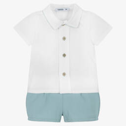 Babidu-طقم أنيق للأولاد باللونين الأبيض والأزرق | Childrensalon Outlet