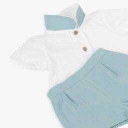 Babidu-طقم أنيق للأولاد باللونين الأبيض والأزرق | Childrensalon Outlet