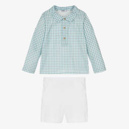 Babidu-Комплект из зелёного хлопка в клетку для мальчиков | Childrensalon Outlet