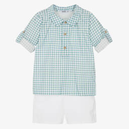 Babidu-Комплект из зелёного хлопка в клетку для мальчиков | Childrensalon Outlet
