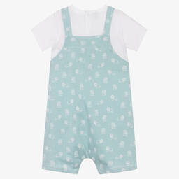 Babidu-Футболка и зеленый полукомбинезон из хлопка | Childrensalon Outlet