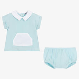 Babidu-طقم شورت أطفال ولادي قطن جيرسي لون أخضر أكوا | Childrensalon Outlet