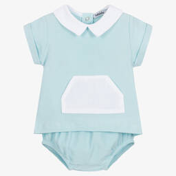 Babidu-طقم شورت أطفال ولادي قطن جيرسي لون أخضر أكوا | Childrensalon Outlet