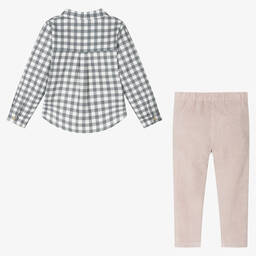 Babidu-Boys Grey Check Cotton Trouser Set | Childrensalon Outlet