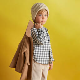 Babidu-Boys Grey Check Cotton Trouser Set | Childrensalon Outlet