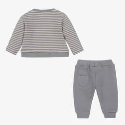 بابيدو -طقم بنطلون أطفال ولادي قطن محبوك لون رمادي | Childrensalon Outlet
