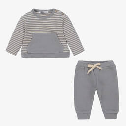 بابيدو -طقم بنطلون أطفال ولادي قطن محبوك لون رمادي | Childrensalon Outlet