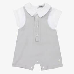 Babidu-Boys Grey Dungaree Shorts Set | Childrensalon Outlet
