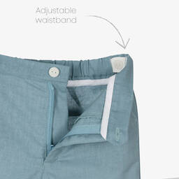 Babidu-Boys Ivory & Blue Linen Shorts Set | Childrensalon Outlet