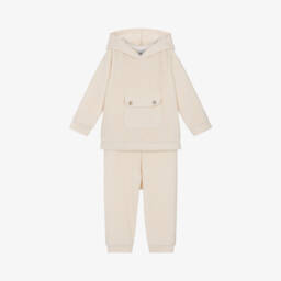 Babidu-Boys Ivory Velour Hoodie Set | Childrensalon Outlet