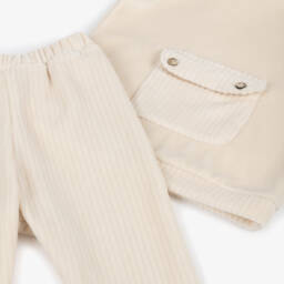 Babidu-Boys Ivory Velour Hoodie Set | Childrensalon Outlet