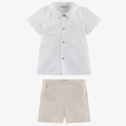 Babidu-Boys Ivory & White Cotton Ensemble | Childrensalon Outlet