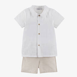 Babidu-Boys Ivory & White Cotton Ensemble | Childrensalon Outlet