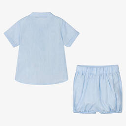 Babidu-Boys Pale Blue Cotton Shorts Set | Childrensalon Outlet