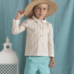 Babidu-Boys Striped Cotton Shorts Set | Childrensalon Outlet