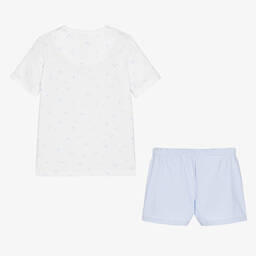 Babidu-Boys White & Blue Cotton Pyjamas | Childrensalon Outlet