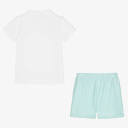 Babidu-Белый топ и голубые шорты из хлопка | Childrensalon Outlet