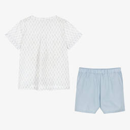 Babidu-Белый топ и голубые шорты | Childrensalon Outlet