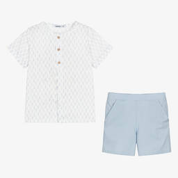 Babidu-Белый топ и голубые шорты | Childrensalon Outlet