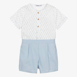 Babidu-Белый топ и голубые шорты | Childrensalon Outlet